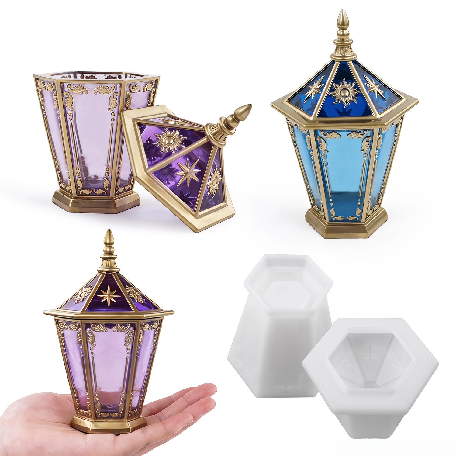 Star and Moon Hexagonal Bottle - Resin Art Case 评论和价格