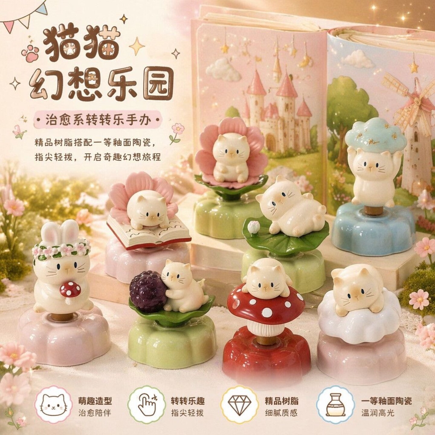 9pcs/Set New Cat PAI Fantasy P - Resin Art Case 评论和价格