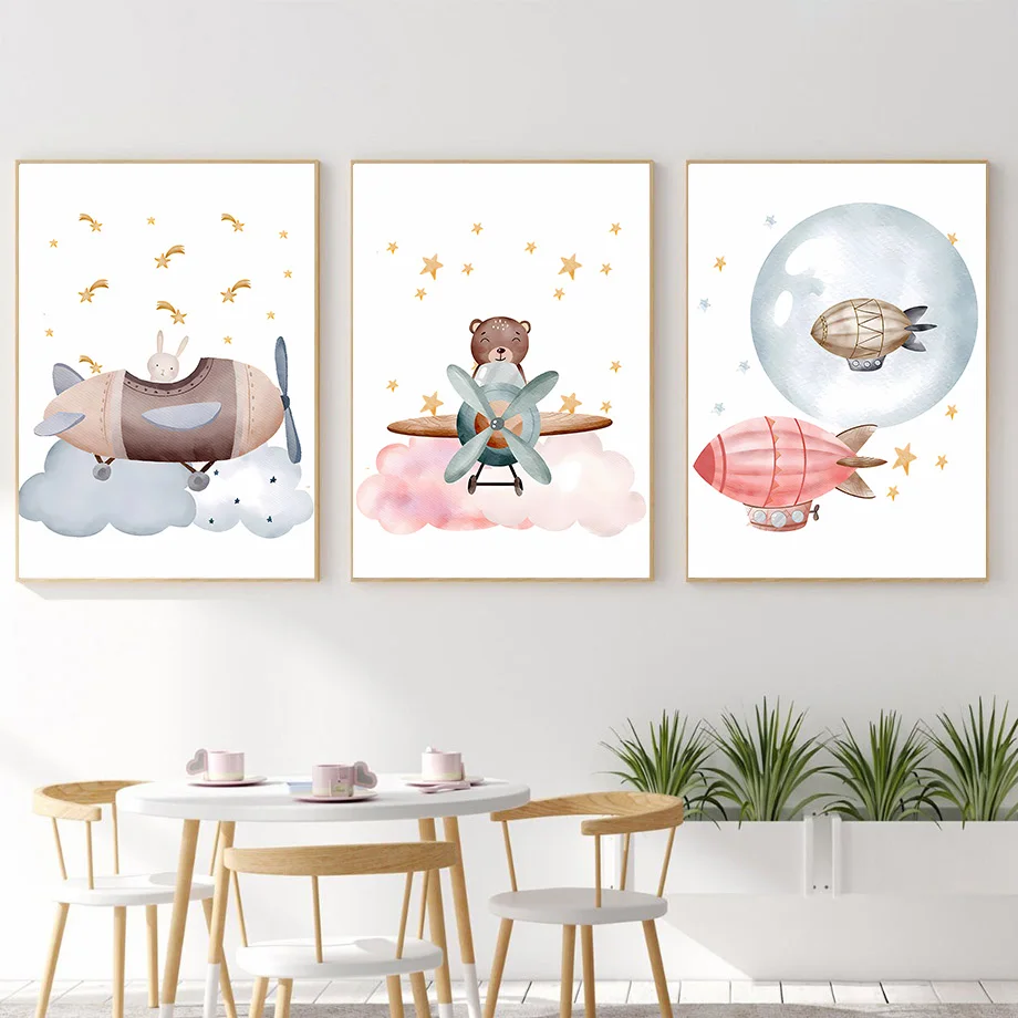 Boho Balloon Airplane Bear Rab - Resin Art Baby 评论和价格